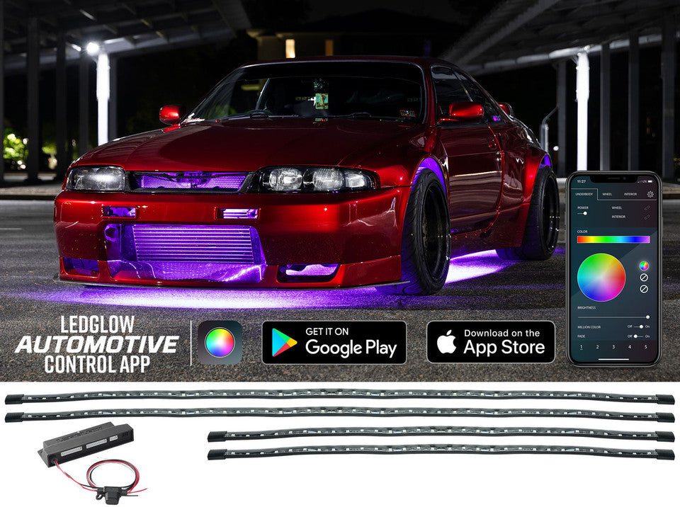 Bluetooth Flexible Million Color LED Car Underbody Lighting Kit with S ...