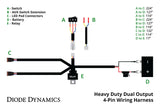 Heavy Duty Dual Output 4-pin Wiring Harness