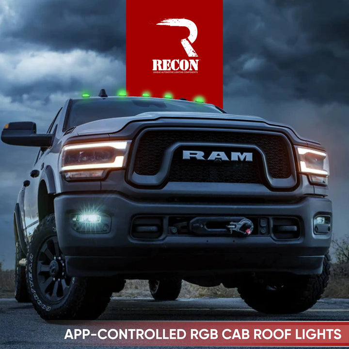 Dodge RAM 03-18 Heavy-Duty 2500 & 3500 (5-Piece Set) Smoked Cab Roof Light Lens with RGB (Multi-Colored) High-Power LED's