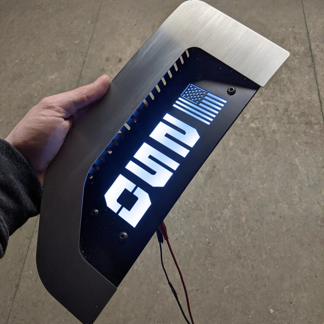LED Fender Badge Replacements - Brushed - American Flag 250, 350, 450 - Fits 2017 - 2022 Ford® Super Duty®