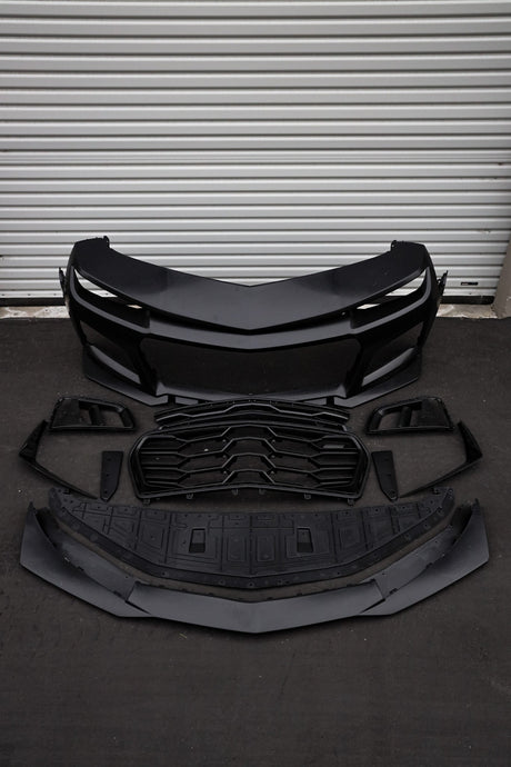 2010-2015 Chevy Camaro ZL1 1LE Track Package Front Bumper Conversion 11pcs Full Kit Flat BLK Body Kit