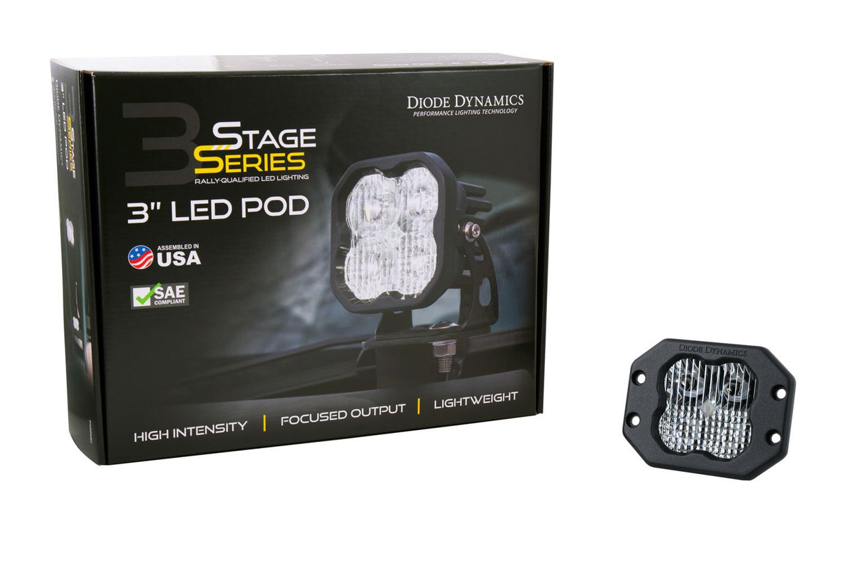 SS3 SAE/DOT White Sport Flush Mount LED Pod (one)