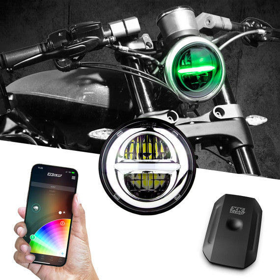 5.75" LED Headlight for Motorcycle | XKchrome Smartphone App