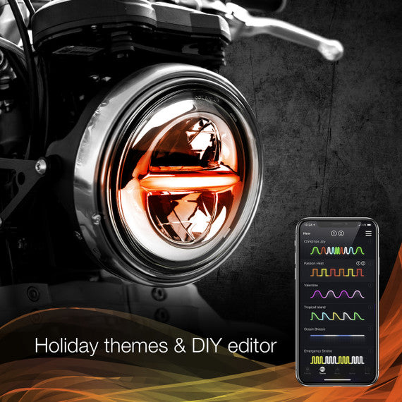 5.75" LED Headlight for Motorcycle | XKchrome Smartphone App