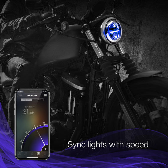 5.75" LED Headlight for Motorcycle | XKchrome Smartphone App